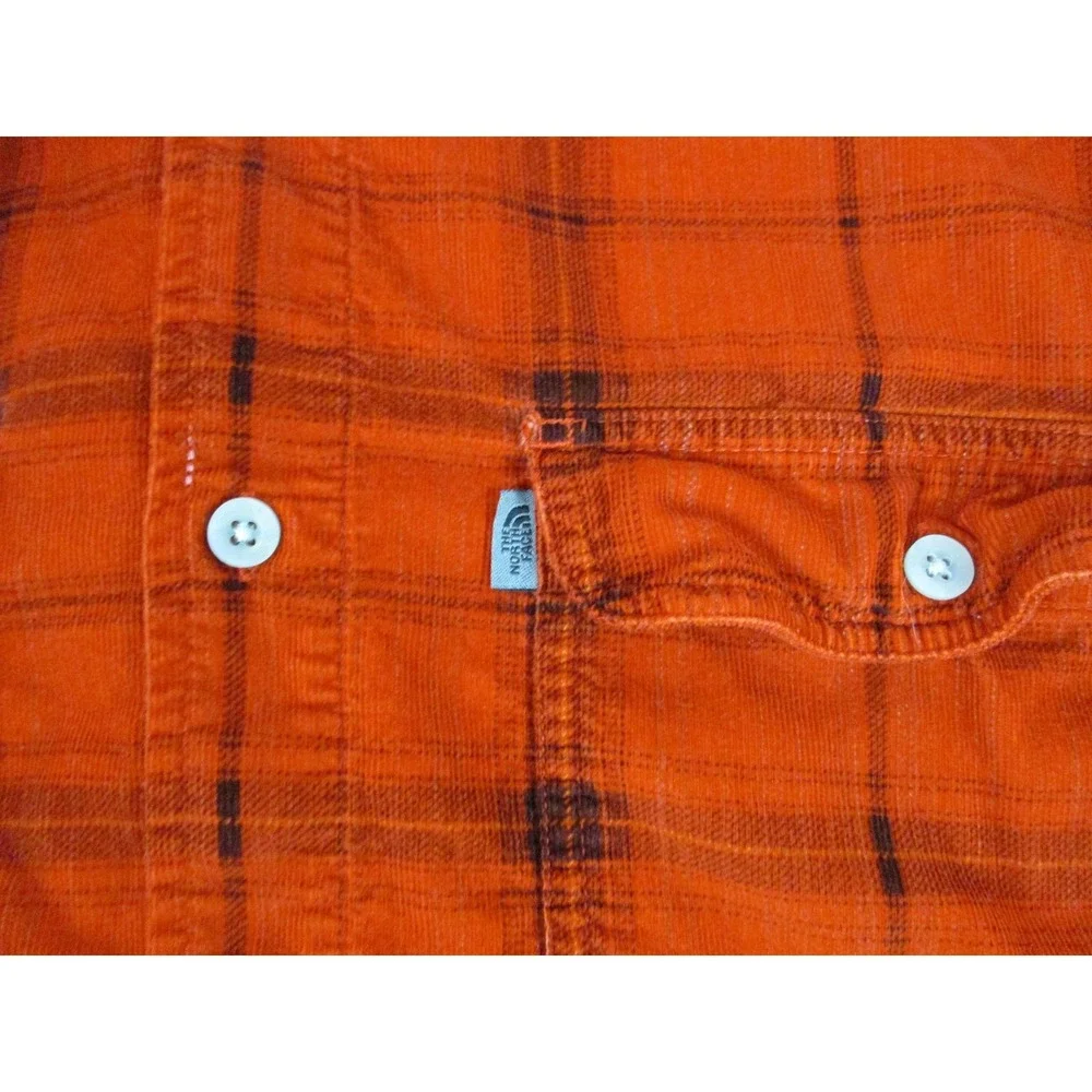 North Face Shirt Mens Extra Large Orange A5 Series Plaid Flannel Button Up Hike